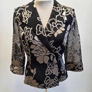 Alex Evenings Blazer Jacket Sheer 3/4 Sleeve Size-Small
